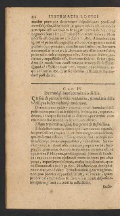 Cap. IV. De modalibus secundario dictis.