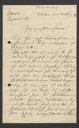 Brief von Carl Anton Henniger an Unbekannt