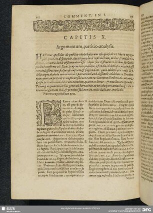 Capitis X. Argumentum, partitio, analysis