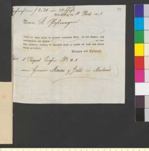 Brief von Ammon & Caspart an Goethe, Johann Wolfgang von