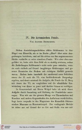 IV. Die keramischen Funde