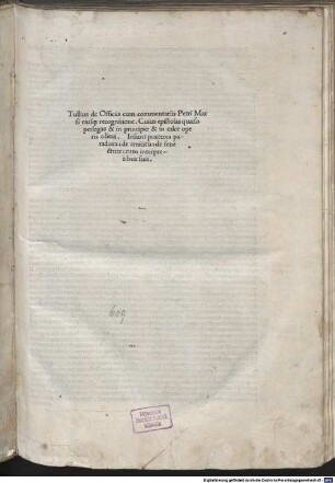 De officiis : mit Kommentar, Widmungsbrief an Kardinal Raffaele Riario, Kardinal Francesco Gonzaga und mit Nachwort an die Leser von Petrus Marsus