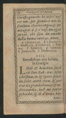 VIII. Benedictiun sün la saira, la Gioefgia.