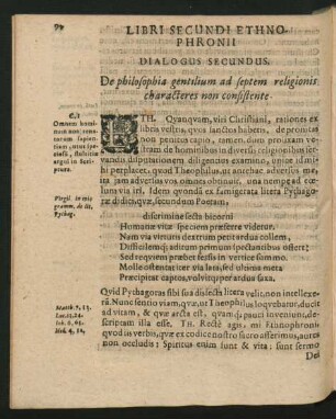 Dialogus Secundus. De philosophia gentilium ad septem religionis characteres non consistente.