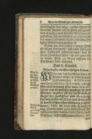 Das II. Capittel. Was da sey ein Gottseliges Leben.