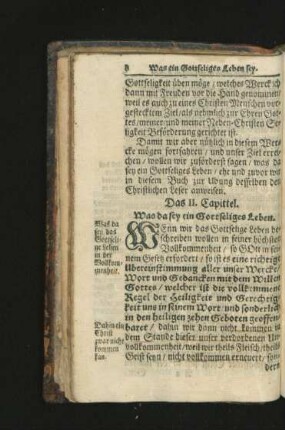 Das II. Capittel. Was da sey ein Gottseliges Leben.