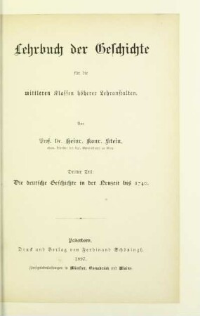 Teil 3: Die deutsche Geschichte in der Neuzeit bis 1740