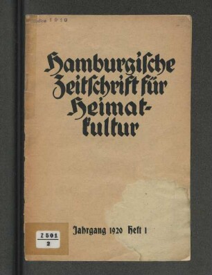 Jahrgang 1920, Heft 1