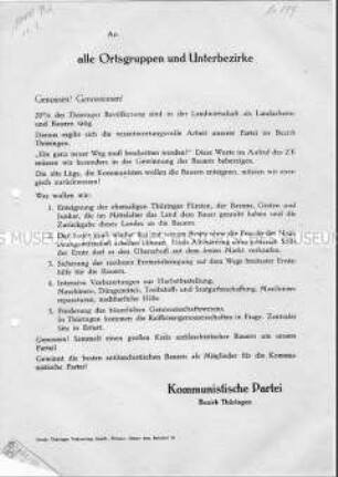Flugblatt der KPD, um die Bauern für die KPD zu gewinnen