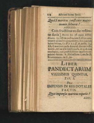 Liber Pandectarum Vigesimus Quintus.