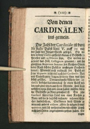 Von denen Cardinälen. ins gemein.