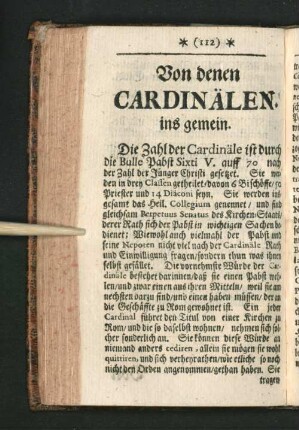Von denen Cardinälen. ins gemein.