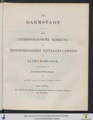 Darmstadt : die anthropologische Sammlung des Grossherzoglichen Naturalien-Cabinets im Alten Schlosse; aufgenommen im Juni 1878 und Juni 1879