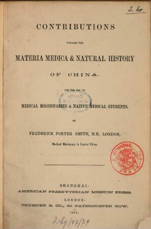 Contributions towards the materia medica & natural history of Chino