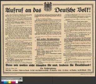 Öffentlicher Aufruf der deutschen Reichsregierung an das deutsche Volk nach der Ernennung Adolf Hitlers zum Reichskanzler am 31. Januar 1933