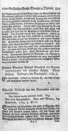 Historische Nachricht von den Samojeden und den Lappländern.