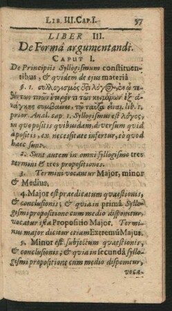 Caput I. De Principiis Syllogismum constituentibus, & quidem de eius materia.