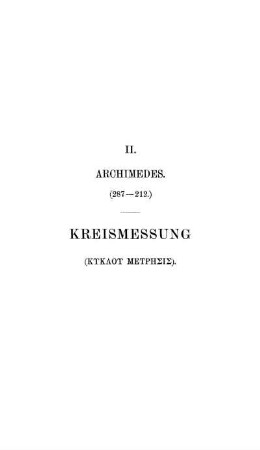 II. Archimedes.