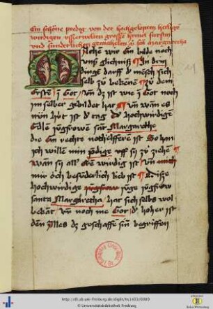 [1r - 25r] Predigt zum Tag der Hl. Margaretha.