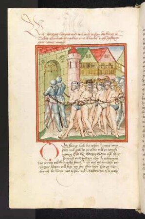 Die christlichen Sklaven werden gefesselt, nackt und mit verbunden Augen nach Toledo geführt