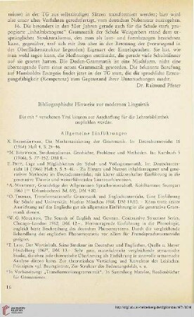 14: Bibliographische Hinweise zur modernen Linguistik