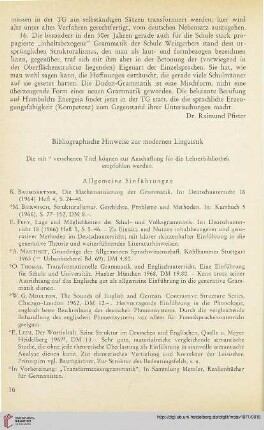 14: Bibliographische Hinweise zur modernen Linguistik