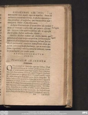Praefatio In Indicem Nominum.