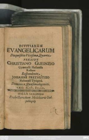 Divitiarum Evangelicarum Disquisitio Vicesima Quarta