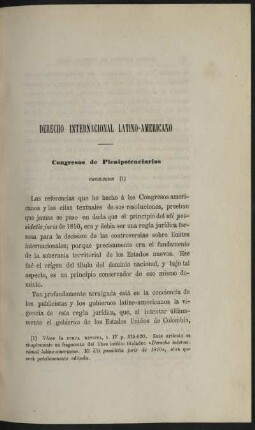 Derecho Internacional Latino-Americano - Congresos de Plenipotenciarios, Conclusion (1)