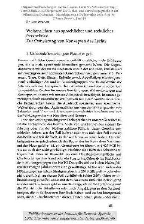 Weltansichten aus sprachlicher und rechtlicher Perspektive. Zur Ontisierung von Konzepten des Rechts