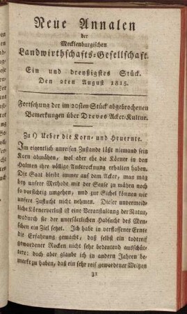 Ein und dreyßigstes Stück. Den 2ten August 1815.