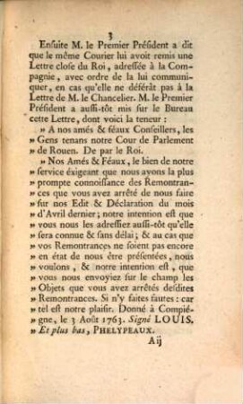 Relation De Ce Qui S'Est Passé Au Parlement Séant A Rouen : Au sujet des Edit & Déclaration du mois d'Avril 1763