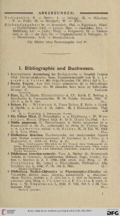 I. Bibliographie und Buchwesen (Nr. 1 - 154)