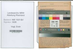 Entnazifizierung Erich Vogt , geb. 29.08.1903 (Schlosser)