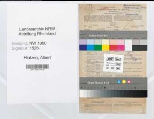 Entnazifizierung Albert Hintzen, geb. 24.05.1894 (Postbeamter)
