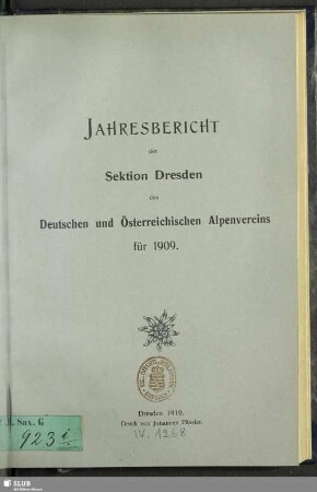 1909(1910): Jahresbericht : für die Kalenderjahre ..