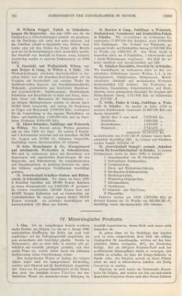IV. Mineralogische Producte.