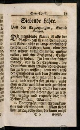 67-76, Siebende Lehre. Von den Ergoetzungen, Erquickungen.