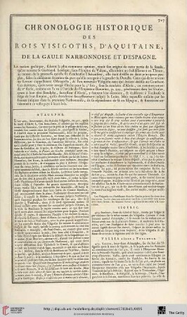 Chronologie historique des rois visigoths, d‘Aquitaine, de la Gaule narbonnoise et d’Espagne