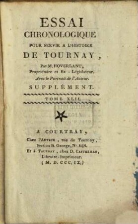 Essai chronologique pour servir a l'histoire de Tournay, 42. Supplément