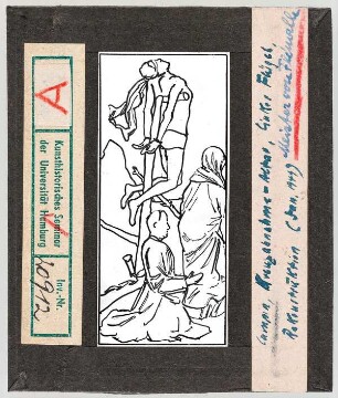 Meister von Flémalle (Robert Campin), Kopie, Kreuzabnahme-Altar, linker Flügel, Rekonstruktion Januar 1949. Liverpool