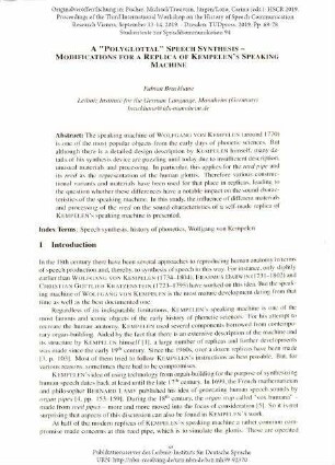 A "polyglottal" speech synthesis - modifications for a replica of Kempelen's speaking machine