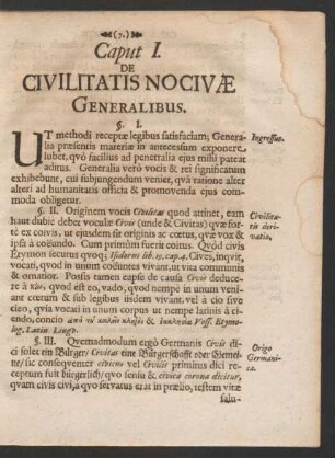 Caput I. De Civilitatis Nocivae Generalibus.
