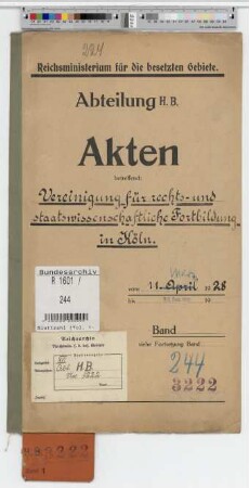 Vereinigung f. rechts- u. staatswissensch. Fortbildung in Köln
