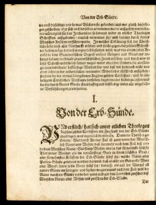 I. Von der Erb-Sünde