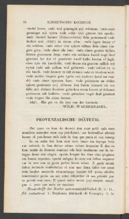 Provenzalische Diätetik.