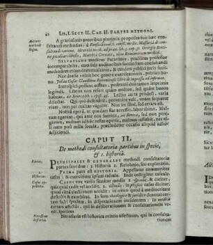 Caput II. De methodi consultatoriae partibus in specie, & 1. historia