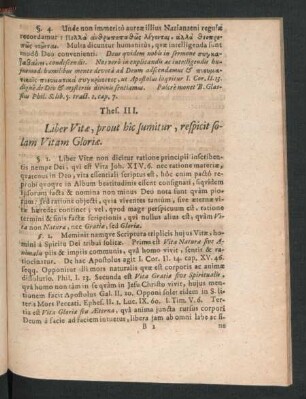 Thes. III. Liber Vitae, prout hic sumitur, respicit solam Vitam Gloriae.