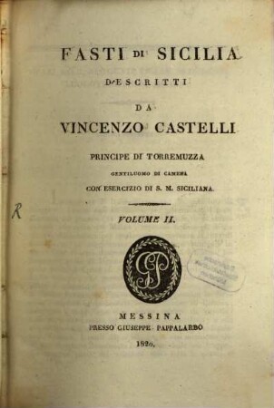 Fasti di Sicilia, 2