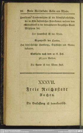 XXXVII. Freie Reichsstadt Aachen